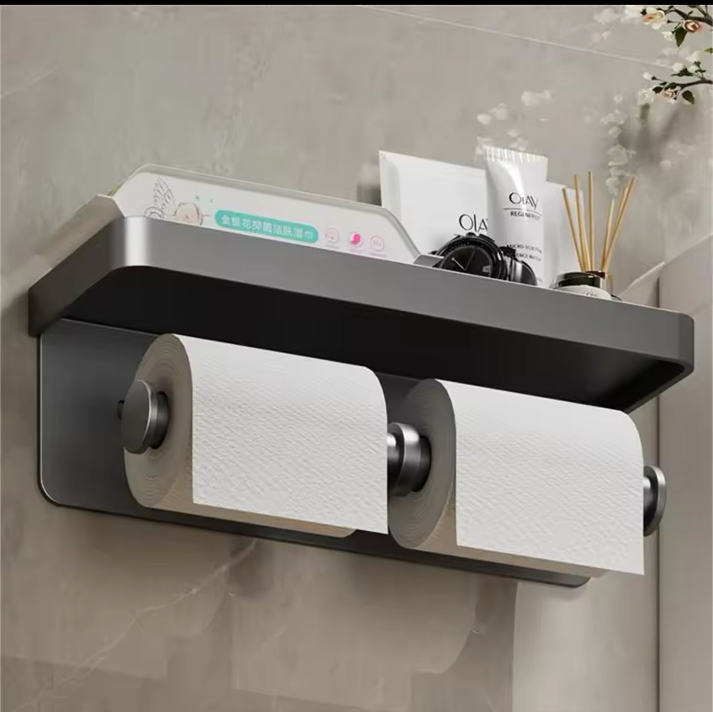 Double toilet paper holder