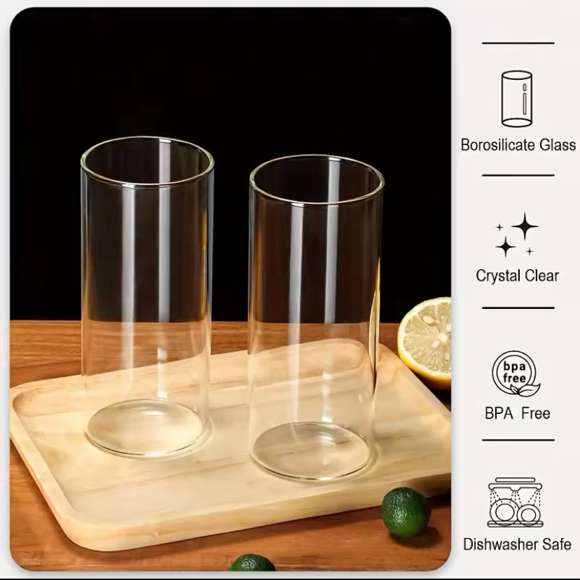 4pc bamboo lid and glass cup set